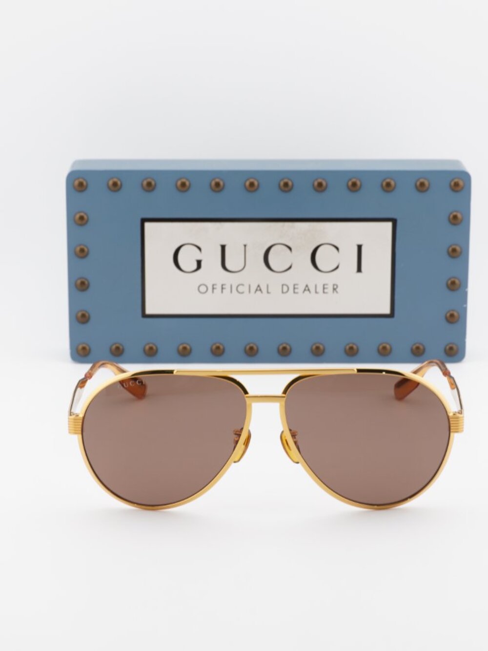 Gucci GG1513S 002 Aviator Sunglasses - Yellow Gold\Brown - Picture 2 of 11